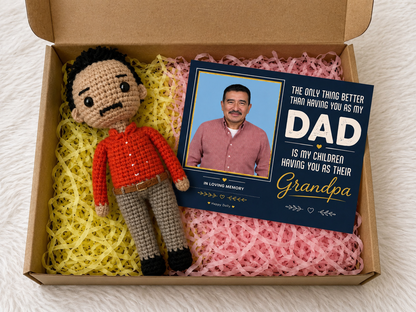 Personalized Crochet Doll with Photo Card “My Children Having You AS Their Grandpa”