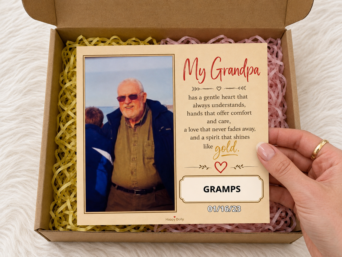 Personalized Crochet Doll with Photo Card “My Grandpa”