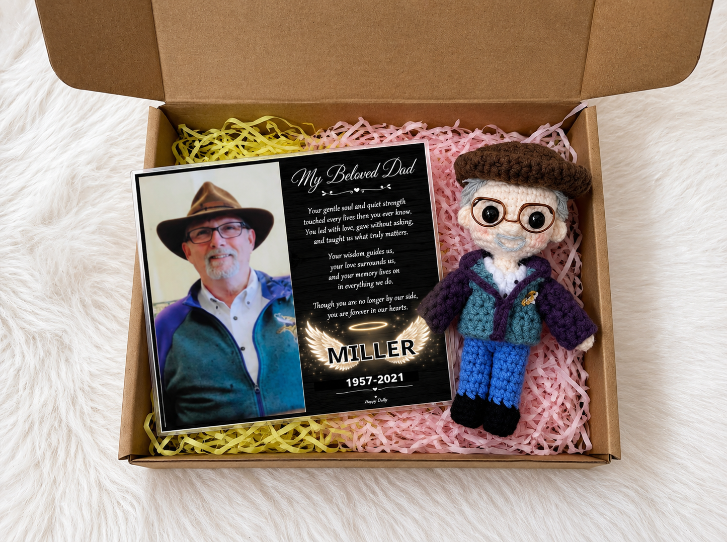 Personalized Crochet Doll with Photo Card “My Beloved Dad”