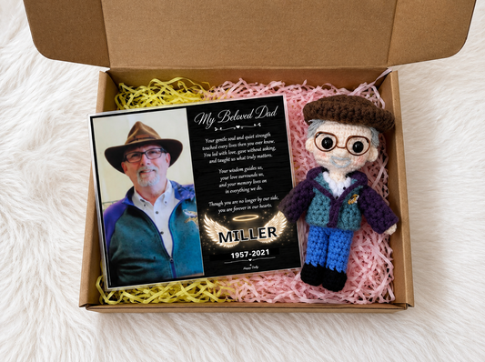 Personalized Crochet Doll with Photo Card “My Beloved Dad”