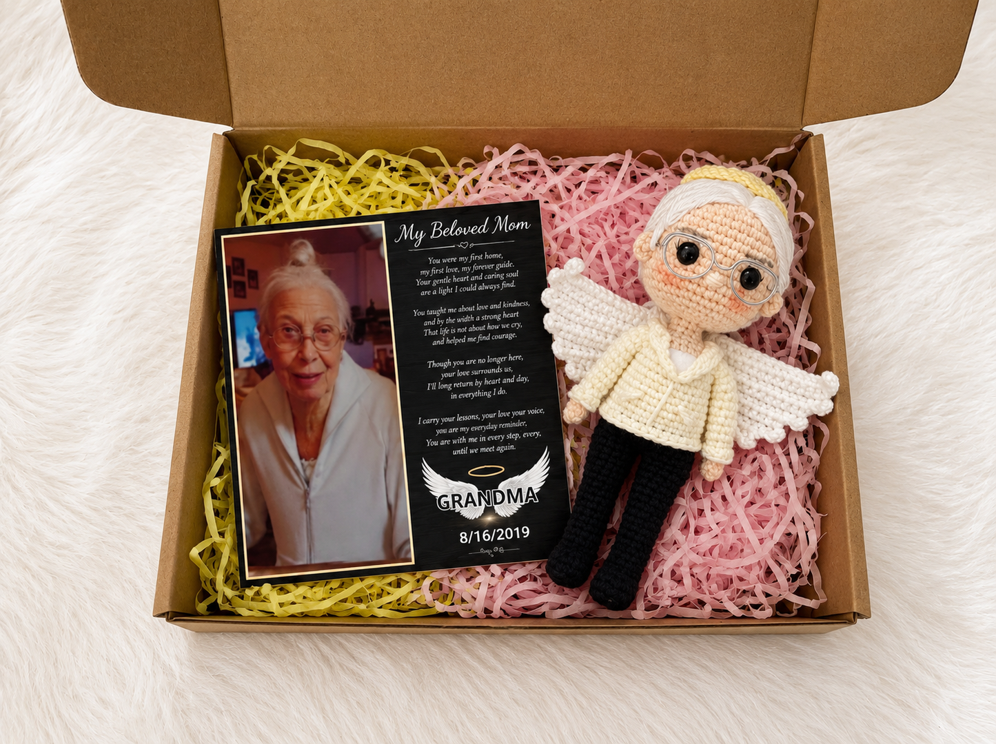 Personalized Crochet Doll with Photo Card “My Beloved Mom”