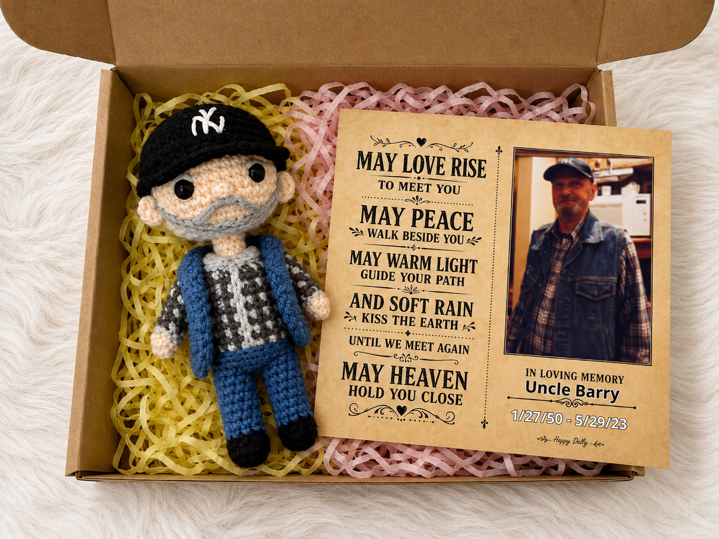 Personalized Crochet Doll with Photo Card “May Love Rise ”