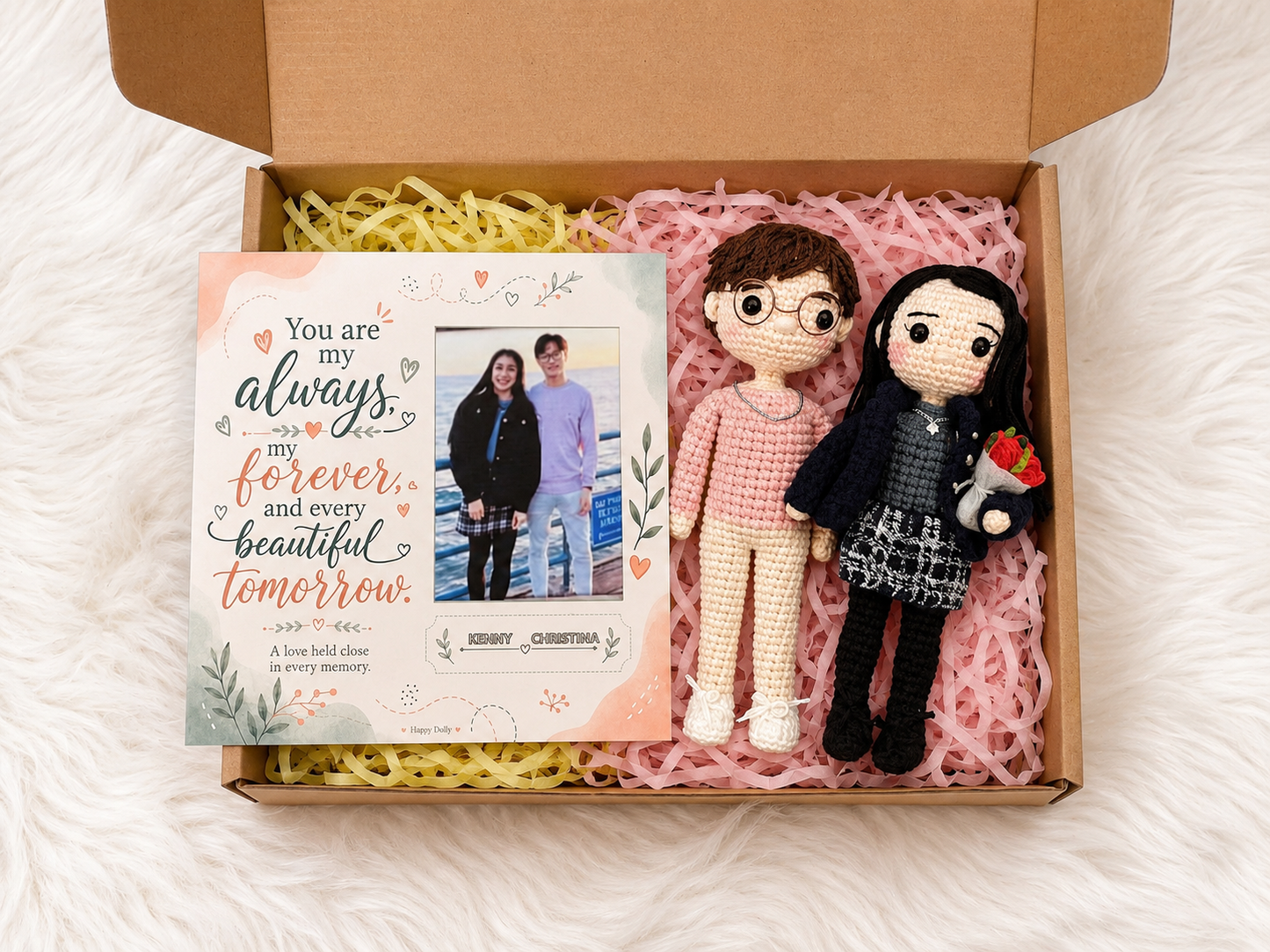 Personalized Crochet Doll with Photo Card “You Are My Always ”